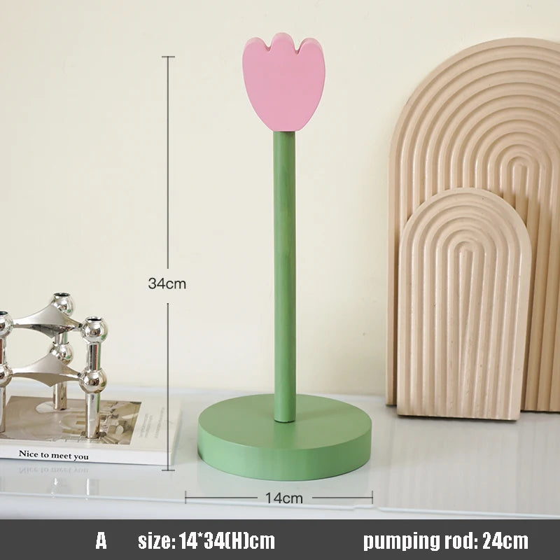 porte serviettes moderne fleurs roses bleues bois vert rose minimaliste