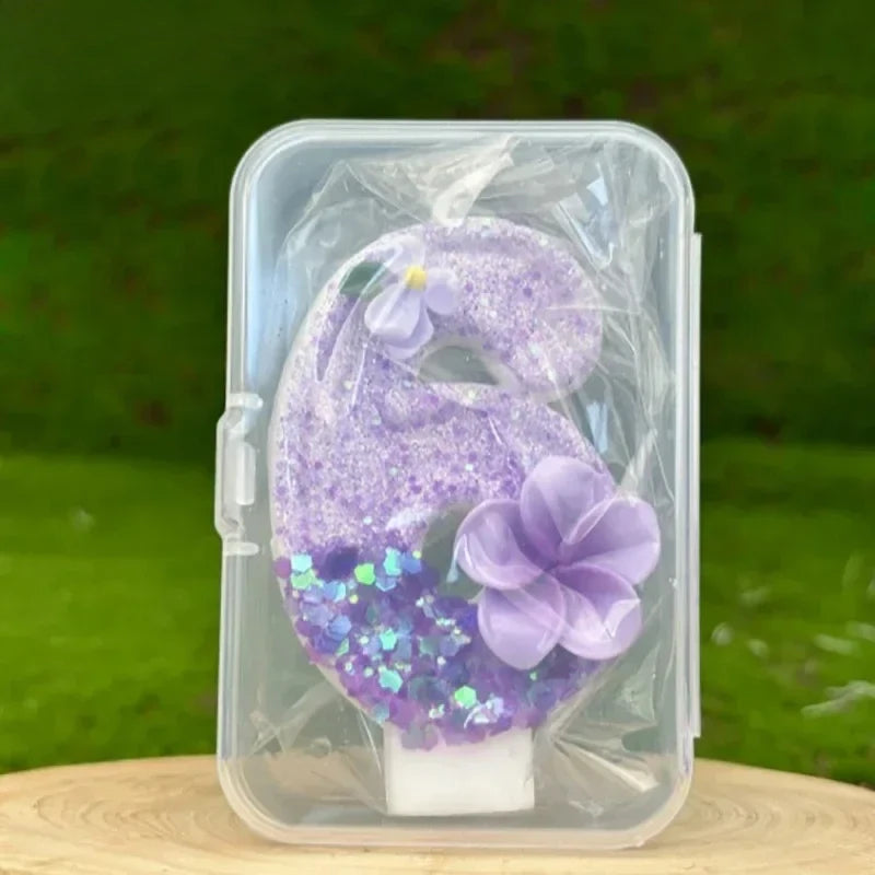 bougies anniversaire chiffres violet paillettes décoratives sans flamme gâteau enfants fêtes numérotation