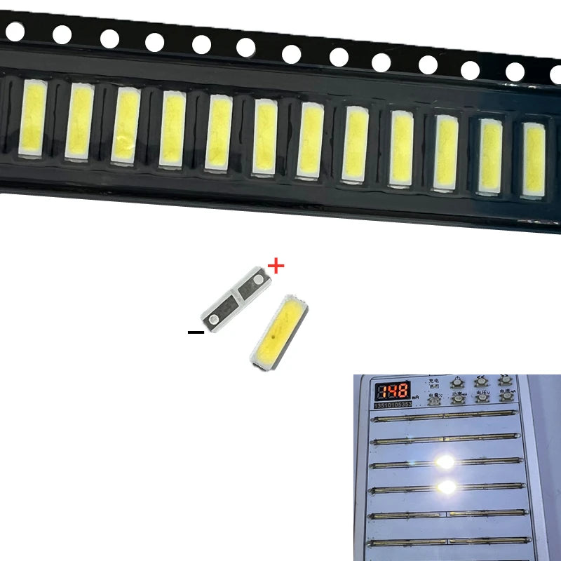 LEDs blanches jaunes bande noire connecteurs panneau lumineux rétroéclairage TV bobine métallique fixations électroniques