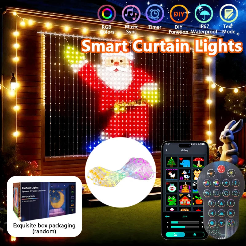 rideau lumineux led multicolore pixel art noel clips g4 application mobile dynamique