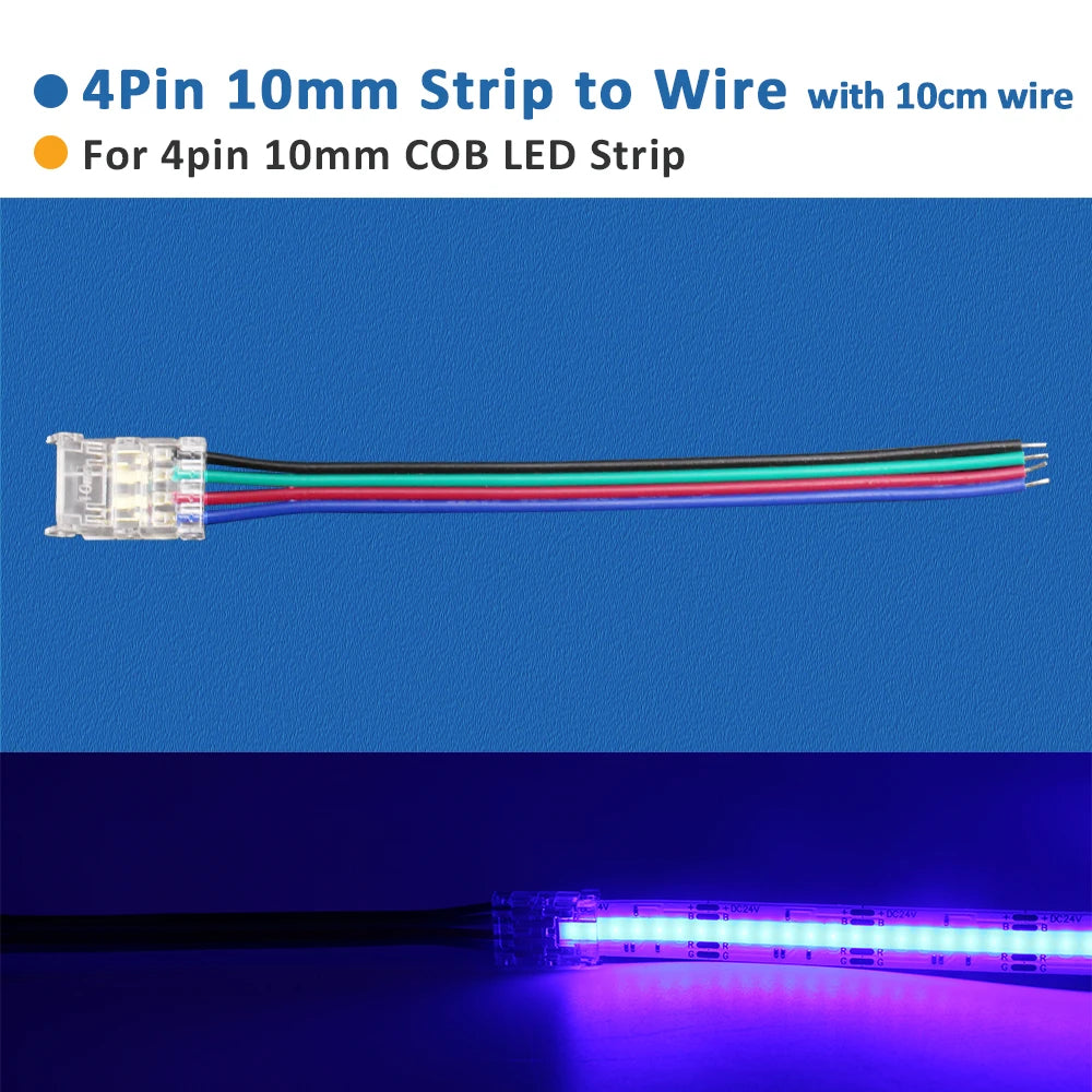 connecteurs led transparents 2pin 3pin clips câbles rgb cct cob 5v 12v 30v ul