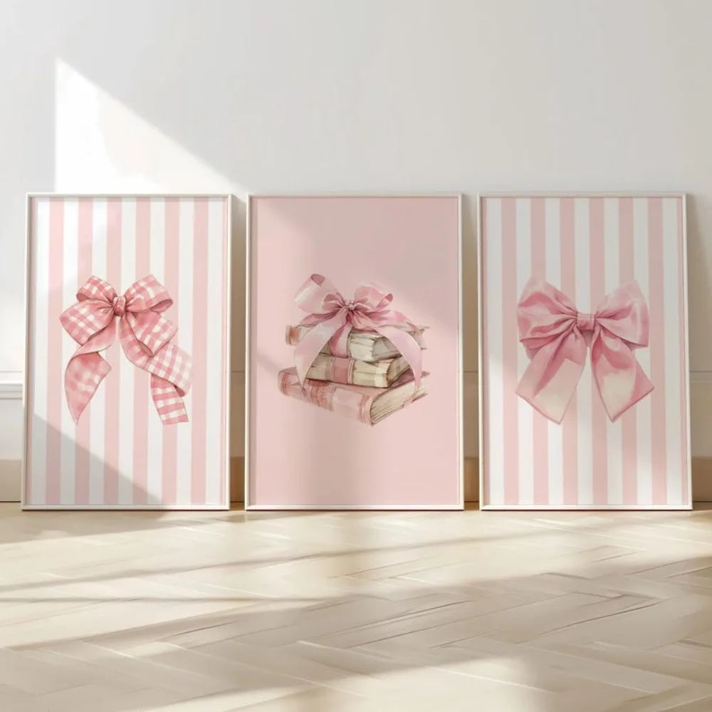 toile d'art classique rose clair abstraite rayures horizontales noix coco chambre ado décoration sans