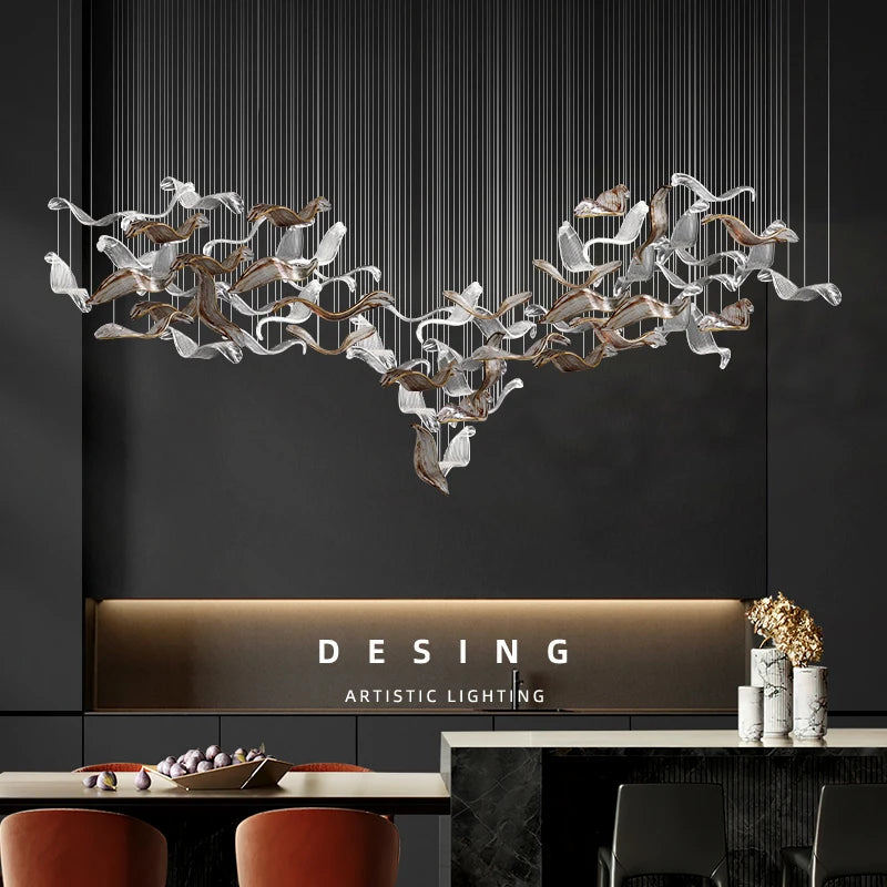 suspension lumineuse contemporaine led verre blanc doré transparent 249 2000lm