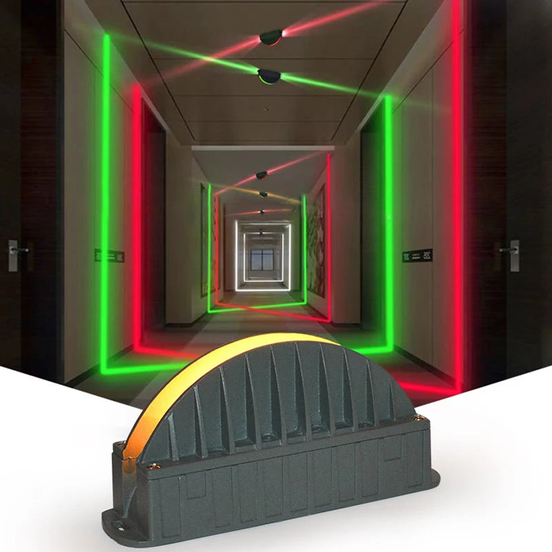 projecteur mural led moderne 7w gris rouge vert jaune violet bleu projections géométriques ip65