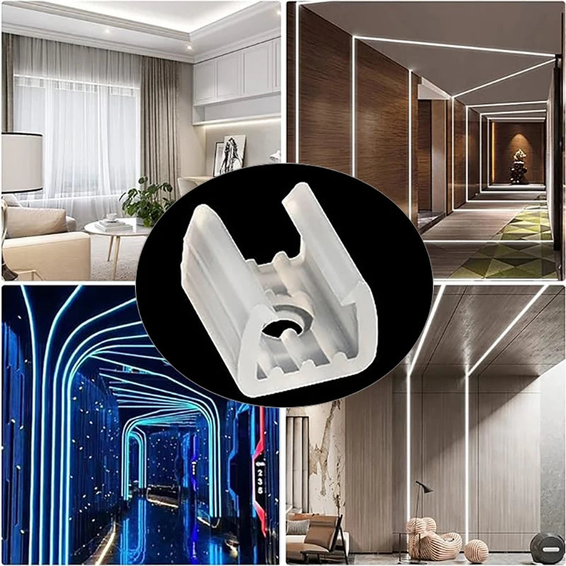 rubans led flexibles transparents blancs clips fixation moderne 12v fcc