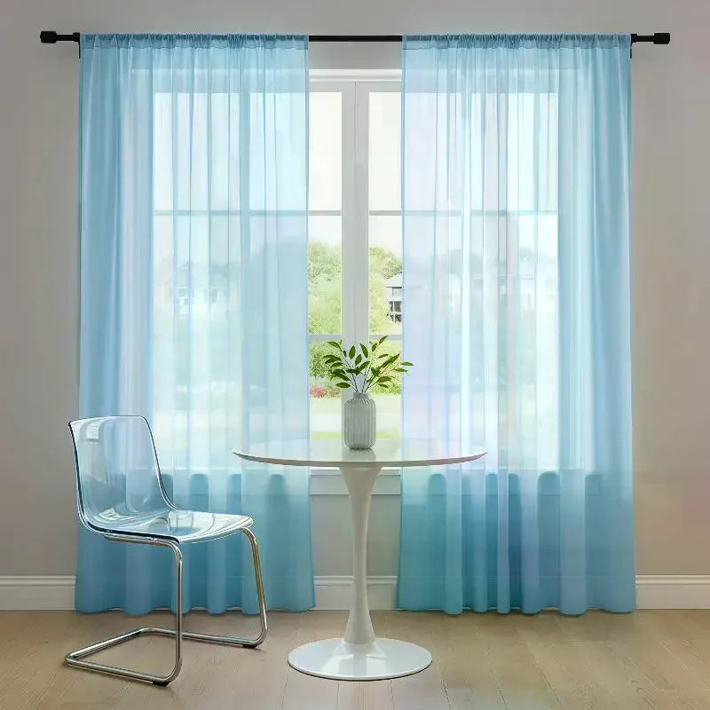 rideau bleu clair poissons dorés moderne translucide protection privée atténuation lumière chambre salon