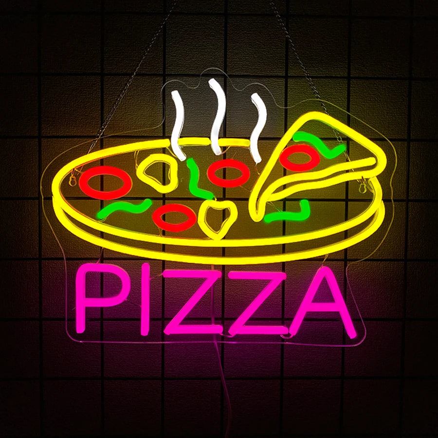 enseigne néon burger kebab pizza dr pepper hot moderne rétro cuisine affaires