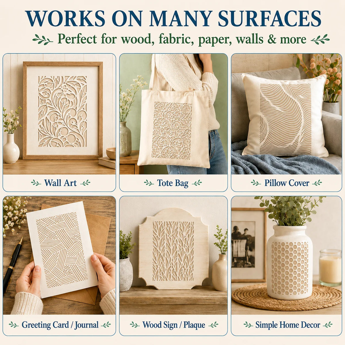 gabarits motifs géométriques réutilisables blancs modernes peinture diy artisanat meuble