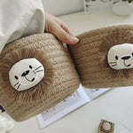 panier rangement tressé lion enfant decoratif beige blanc marron texturé utilisation multiple