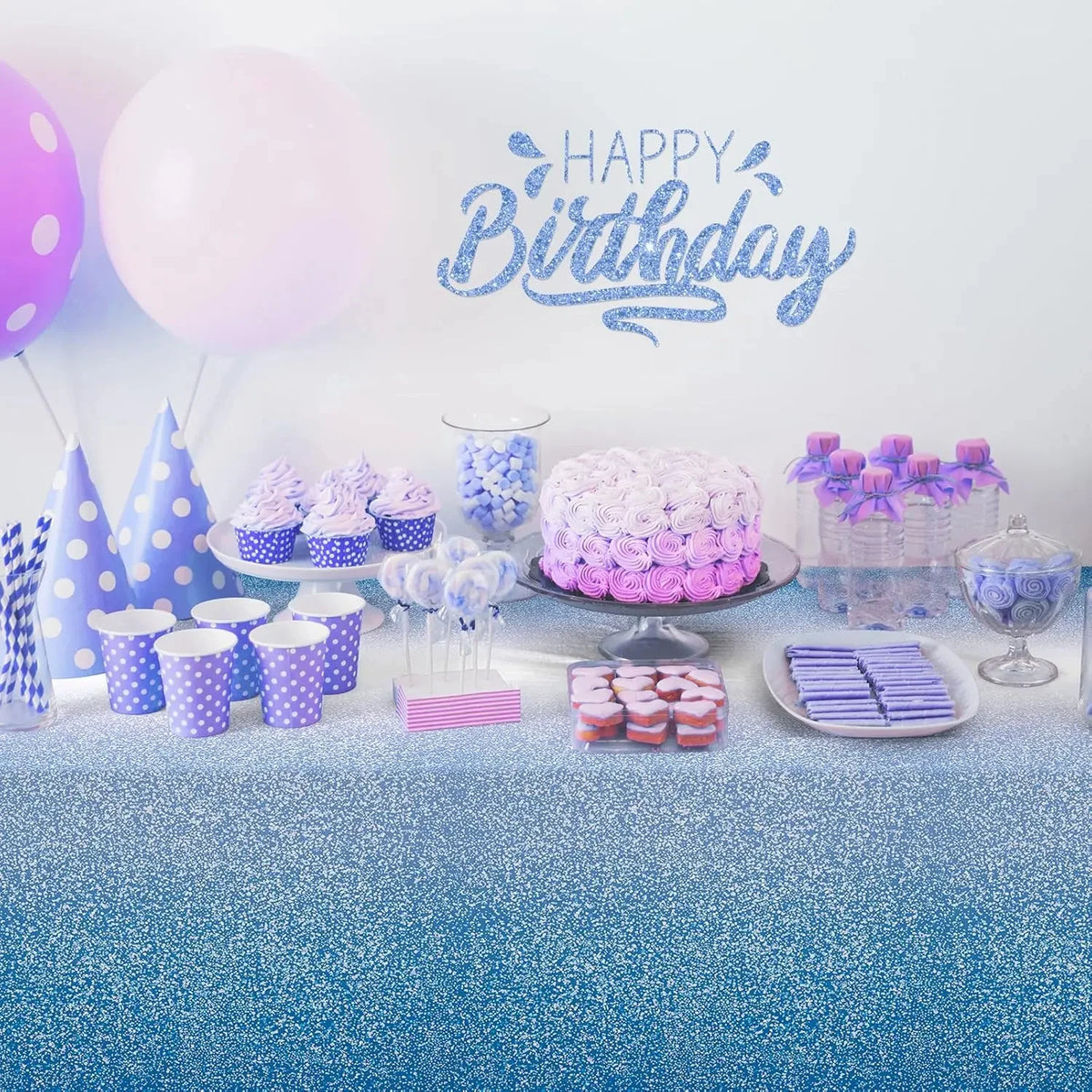 nappes pailletées bleu dégradé fêtes anniversaires mariages noëls lot plastique