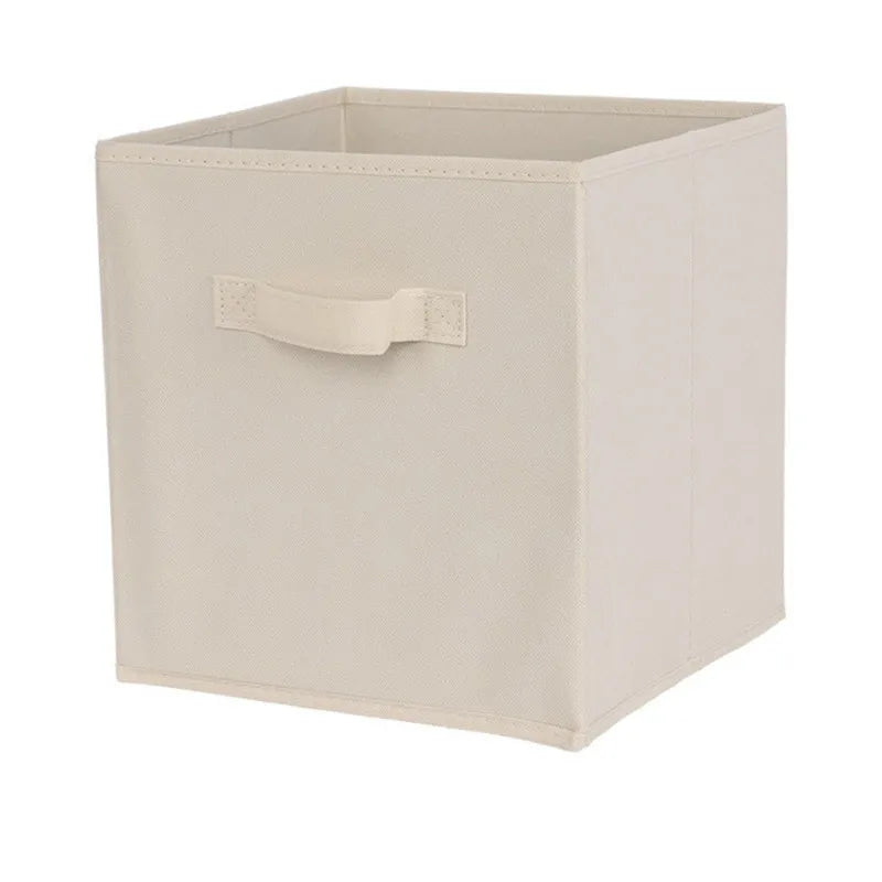 boîtes rangement réutilisables tissu non tissé beige gris noir bleu rose jaune vert poignées