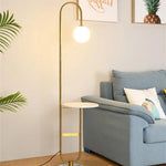 lampe sol moderne plateau marbré or blanc led 6w 10w verre dépoli 153cm haute