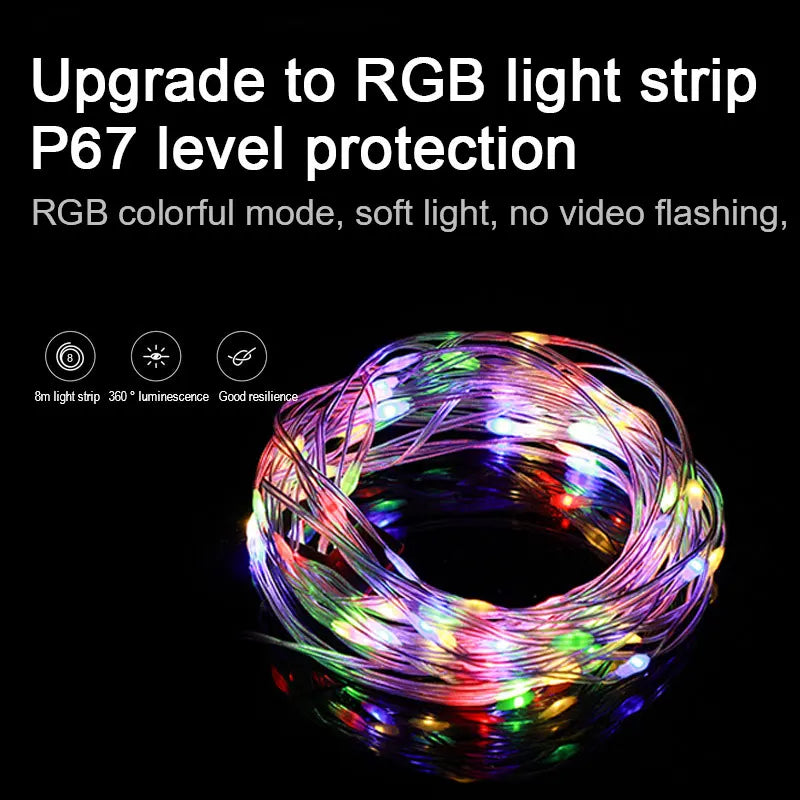 ruban lumineux led multicolore rechargeable 8m adhésif moderne camping mariage noël