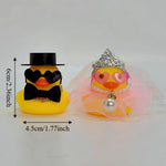 canards caoutchouc mariage chapeau haut forme voile lunettes décoration festive argenté rose