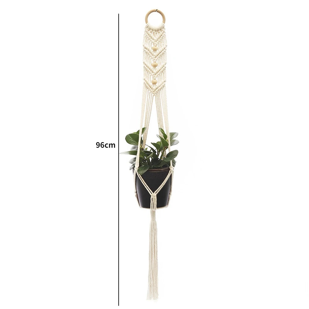porte plantes suspendus macramé bois boho pots fleurs jardins decoration balcon maison
