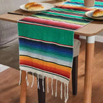 nappe mexicain rayées franges colorées maison carnaval festive 35x210cm polyester coton