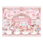tapis vintage rose personnages animaux paysage champêtre fleurs intérieur extérieur