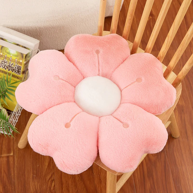 coussin fleurs stylisées orange bleu rose vert blanc jaune moderne décoration