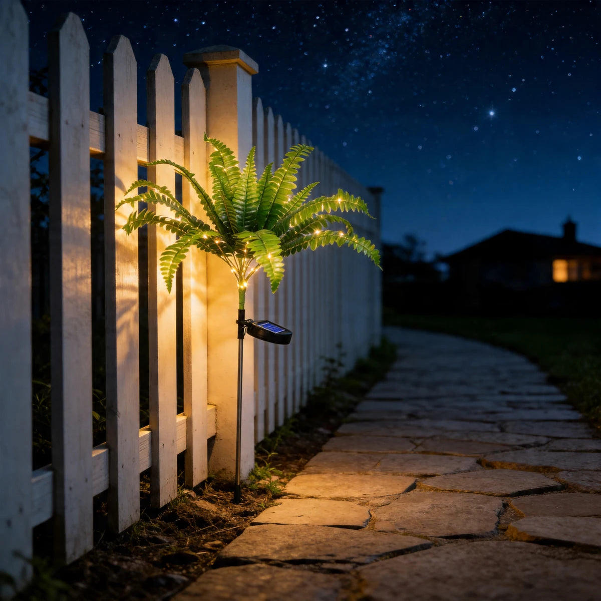 décoration extérieure plante artificielle verte clips moderne lumière solaire feuilles fines jardinextérieur