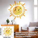 stickers muraux dessin animé soleil souriant arc ciel enfant chambre salon decoration murale jaune