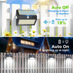 lampe solaire murale 130 led ip65 waterproof noir moderne