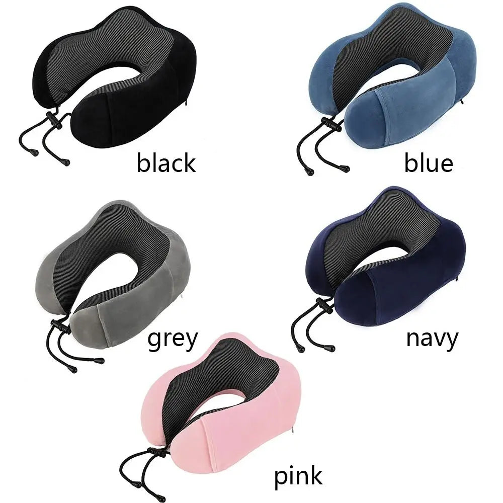 coussin voyage confortable gris noir bleu rose ergonomique mousse mémoire forme doux ajustable
