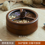 boîte bonbons bois marron moderne double couche rangement fruits noix chocolats assiette collation