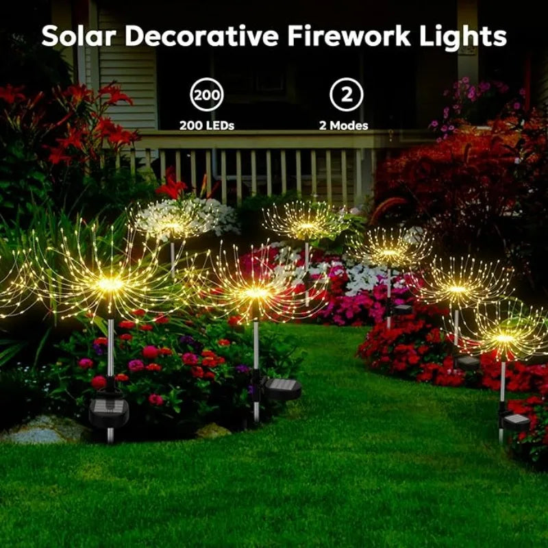 lumières solaires feu d'artifice multicolore étoile moderne extérieures scintillantes vacances led piquet métallique patio