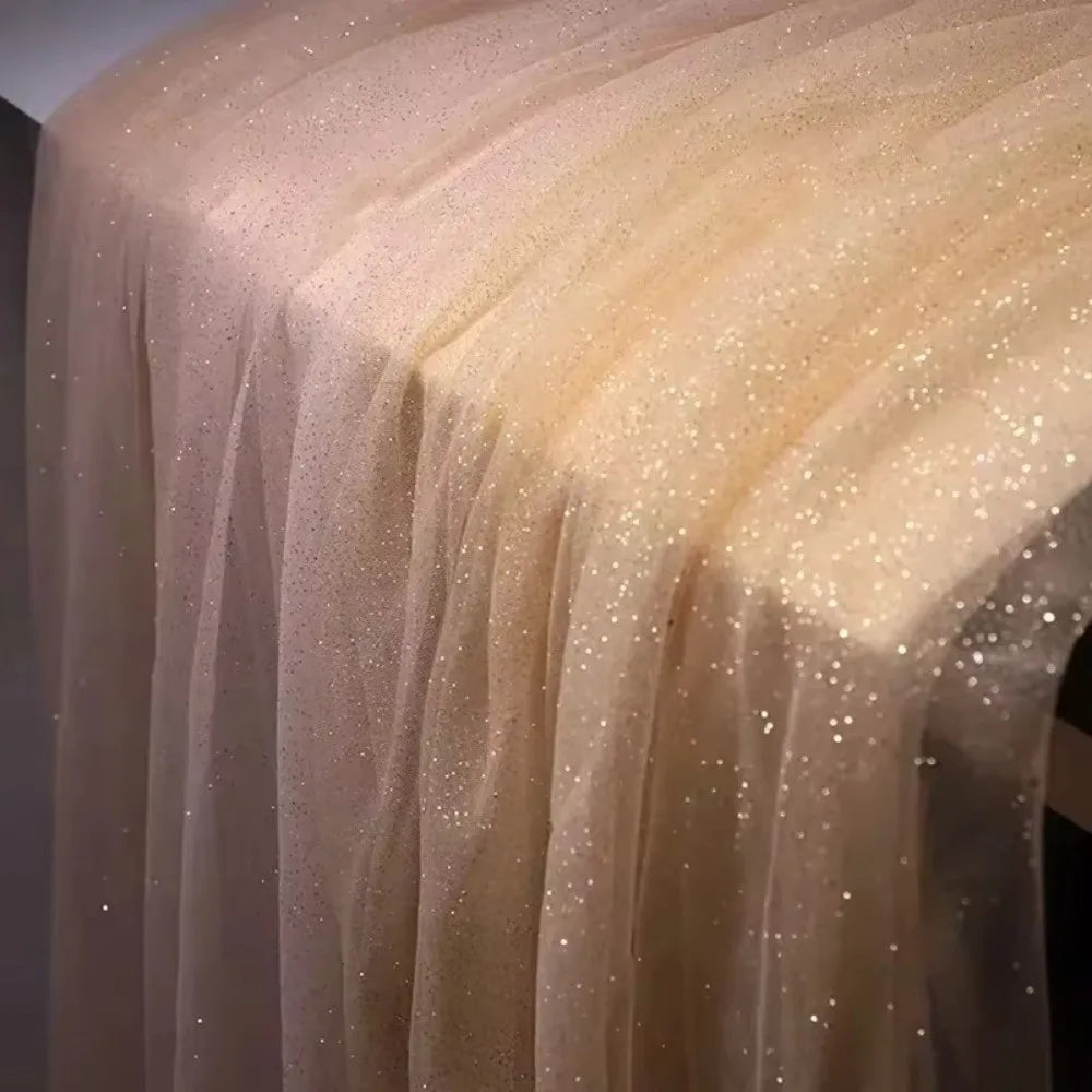 tissu pailleté blanc doré élégant décoration couture 45x150cm glamour opaque bricolage
