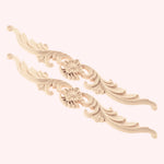 appliques bois ornements floraux classiques deco portes fenetres 20cm 2.5cm