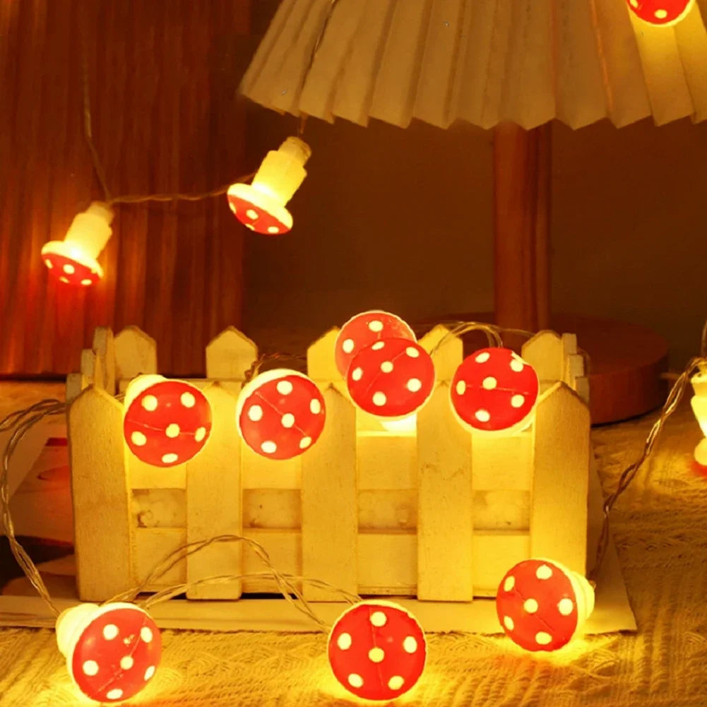 guirlande lumineuse champignon noel blanc rouge moderne exterieur interieur adhésif led batteries