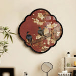 miroir mural vintage fleurs oiseaux artisanal noir blanc chambre salon