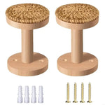 boucles rideau tissage rotin beige moderne fixations vis bouchons blancs dorées