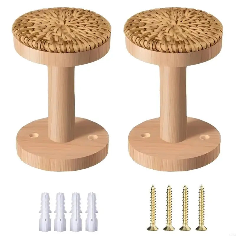 boucles rideau tissage rotin beige moderne fixations vis bouchons blancs dorées