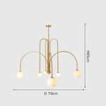 suspension lumineuse moderne sphères translucides structure métallique or rouge brun lumière led chambre salon