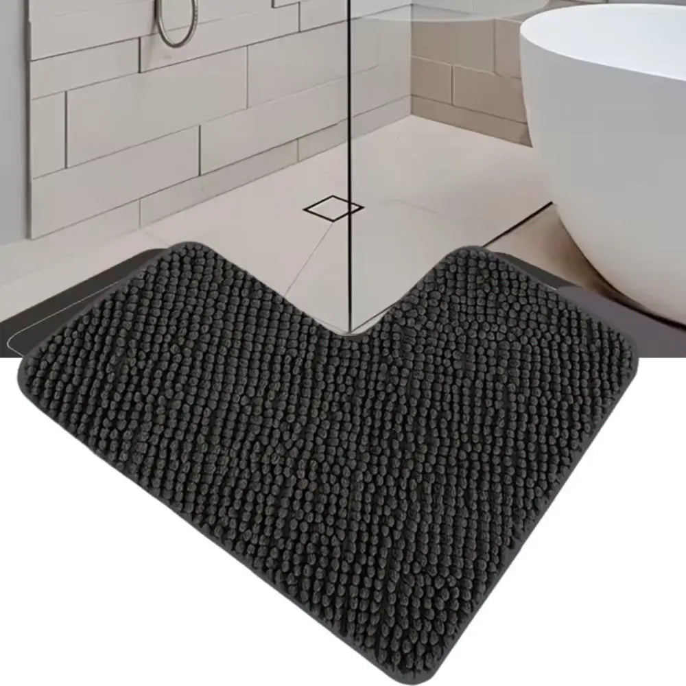 tapis bain bouclé dense losange gris foncé beige clair moderne minimaliste doux absorbant