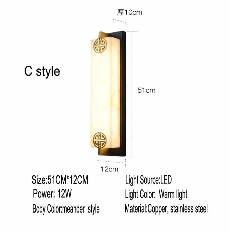 lampe murale moderne blanc doré marbre veines jaunes acier inoxydable éclairage maison 51cm 12cm