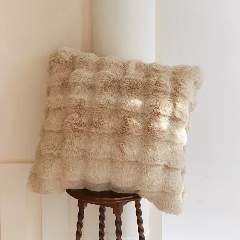 coussin siège coussin dossier imitation fourrure blanc gris beige texture fourrure amovible lavable moderne