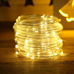 ruban lumineux solaire blanc chaud moderne extérieur imperméable 18+ led 7m 12m 22m piquets