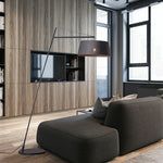 lampe sol moderne gris métallisé base solide interrupteur tactile ampoule e27 filaire 190cm