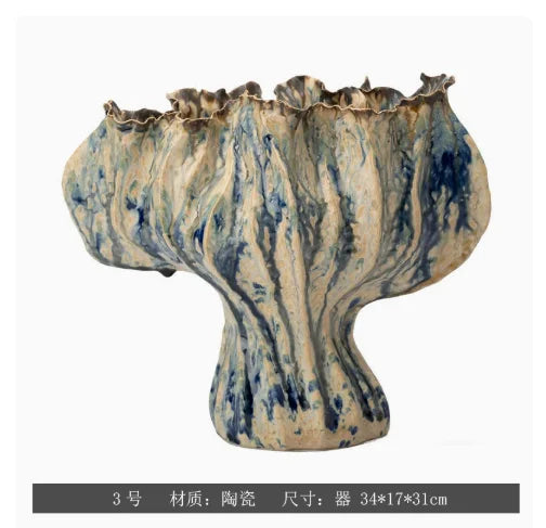 vase moderne porcelaine rose pâle ondulé décoration maison salon arrangement floral