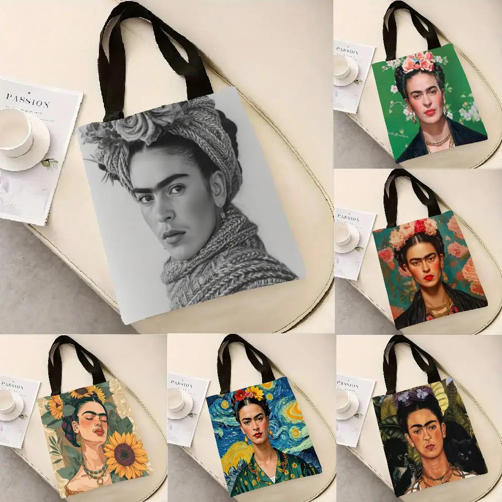sac main toile blanc motif floral moderne poignées noires fleurs femme réutilisable grande capacité