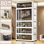 armoire modulaire empilable blanc texture bois vitrée étagères métal vêtements suspendus roulettes facile multiple