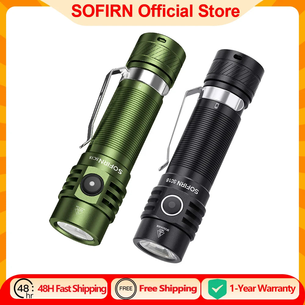 torche rechargeable led 1800lm vert noir ipx8 217mètres turbo mode