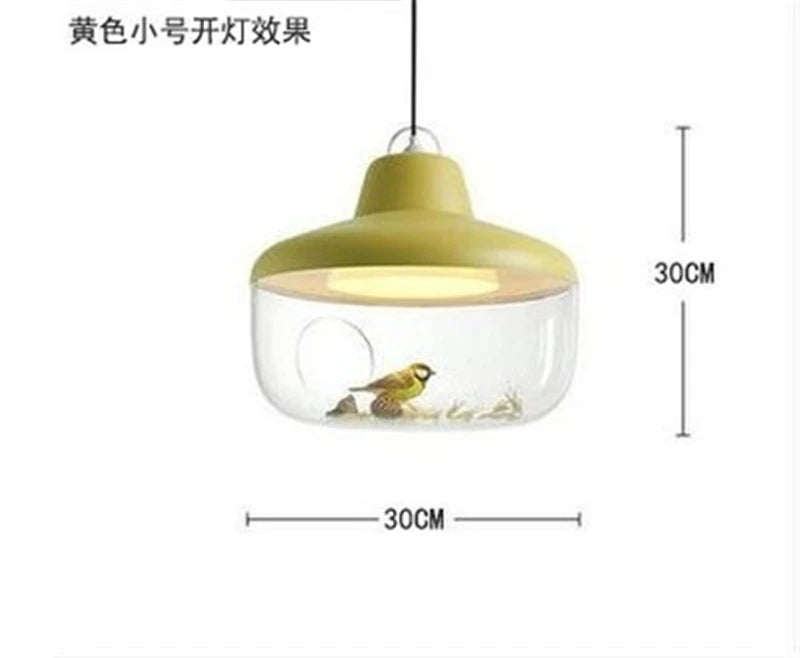 pendants led suspension chambre salon original oiseaux enfants dinosaures abatjour transparent Blanc