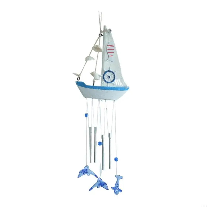 mobile mural thème marin bateaux dauphins élément nautiques blanc bleu beige modernes fixations