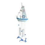 mobile mural thème marin bateaux dauphins élément nautiques blanc bleu beige modernes fixations