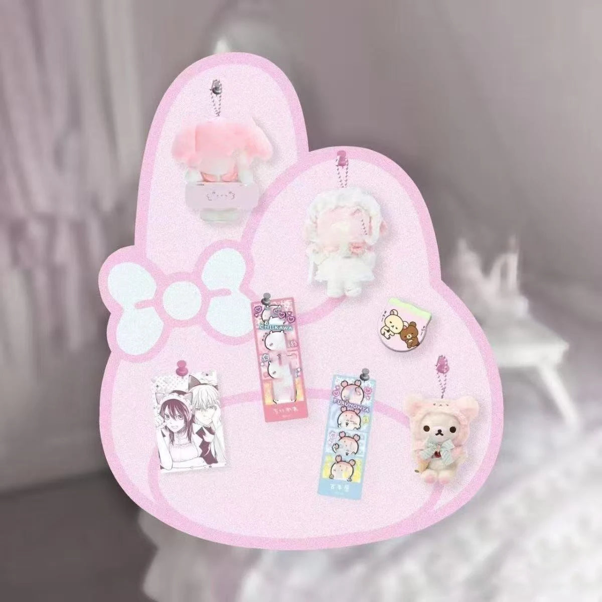 tableau rangement moderne kawaii rose clair motif patte animal nœud papillon 10 cadres photo