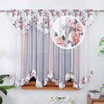 rideau floral fleurs roses feuilles vertes fond blanc translucide classique salon maison