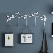 porte manteaux mural branche oiseaux feuilles blanc marron rustique nature décoratif fixations vis crochets